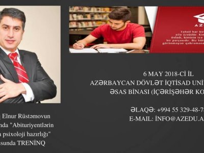 Abituriyentlər üçün ÖDƏNİŞSİZ psixoloji treninqə qeydiyyat davam edir 