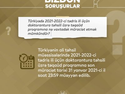Türkiyədə doktorantura təhsili  üçün son müraciət tarixi nə zamandır? - Nazirlik