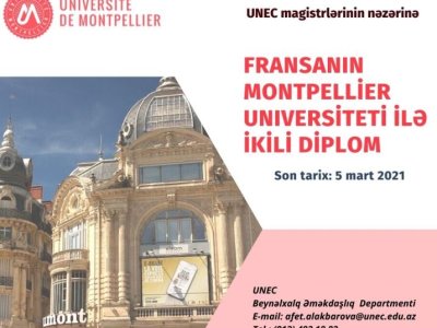 Fransanın Montpellier Universiteti ilə ikili diplom proqramına qəbul başlayır
