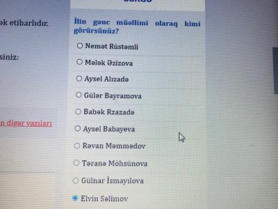 “İlin gənc müəllimi -2021” müsabiqəsinin qalibini buradan seçə  bilərsiniz – SƏSVERMƏ