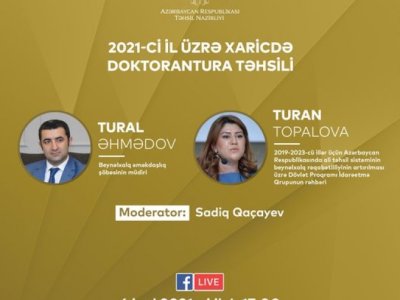 Xaricdə doktorantura təhsilinə sənəd qəbulu ilə bağlı canlı yayım təşkil ediləcək  