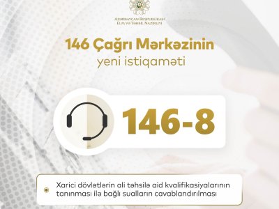 Nazirliyin 146 Çağrı Mərkəzinin işində YENİLİK