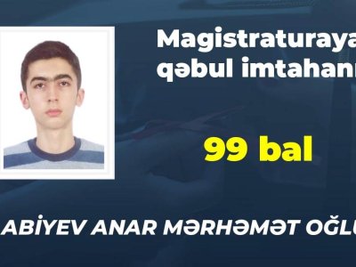 Magistratura imtahanında ən yüksək balı o  topladı 