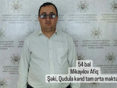  Bugünkü sertifikasiyada ilk yüksək nəticə - 54 bal!   