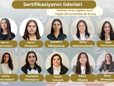 Mərkəzi Aran regionu üzrə “Sertifikasiyanın liderləri”- İngilis dili fənni üzrə ilk 10-luq 