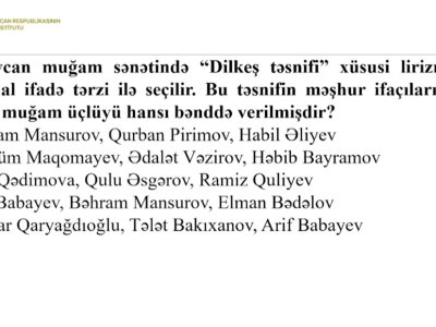 Musiqi müəllimləri üçün sertifikasiya NÜMUNƏLƏRİ&nbsp;