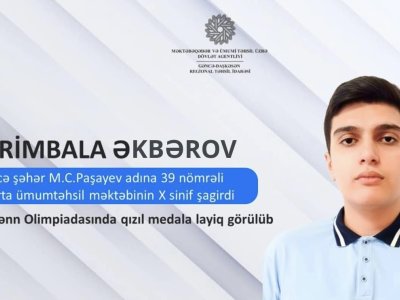 10-cu sinif şagirdi RFO-dan qızıl medal qazanıb