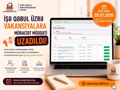 Bağça müəllimləri üçün vakansiya seçiminin vaxtı uzadılıb