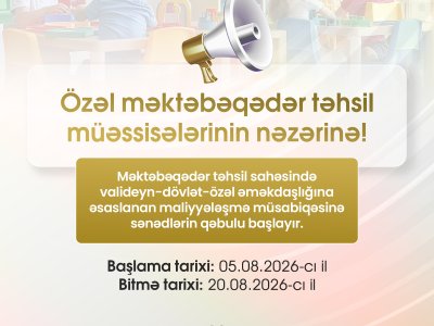 Özəl bağçalar üçün dövlət dəstəyi müsabiqəsi start götürür