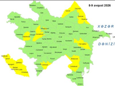 Küləkli hava şəraiti ilə bağlı sarı xəbərdarlıq verilib