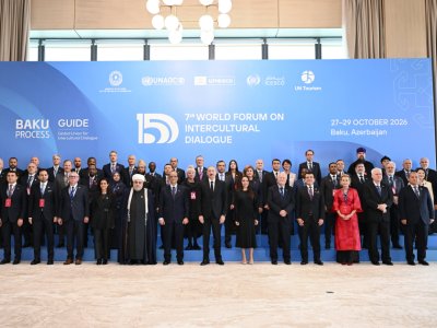 Prezident İlham Əliyev VII Ümumdünya Mədəniyyətlərarası Dialoq Forumunun açılışında çıxış edir
