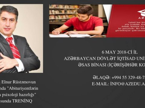 Abituriyentlər üçün ÖDƏNİŞSİZ psixoloji treninqə qeydiyyat davam edir 