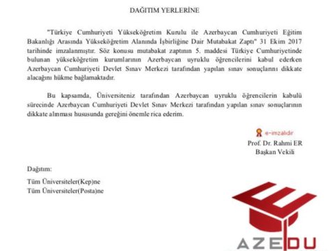Azərbaycandan Türkiyə ali məktəblərinə attestatla qəbul dayandırılır - Rəsmi sənəd