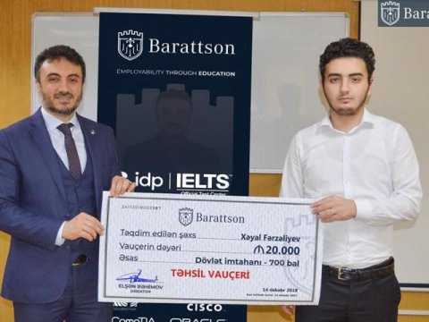 700 bal toplayan tələbəyə 20 min manat təhsil vauçeri təqdim olundu