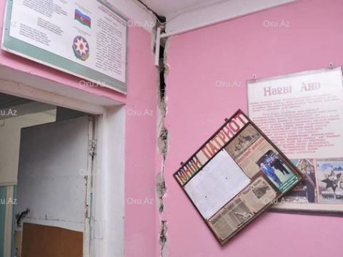 Şamaxıda zəlzələdən sonra bu məktəb qəzalı vəziyyətə düşdü - FOTO
