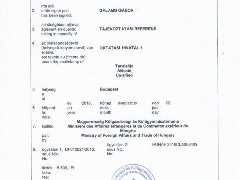 Macarıstanda təhsil alanların nəzərinə: Qəbul olunan apostil nümunəsi