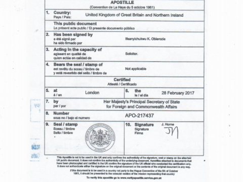 İngiltərədə təhsil alanların nəzərinə: Qəbul olunan apostil nümunəsi