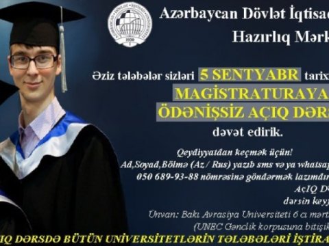 UNEC magistraturaya hazırlıq dərslərinə başlayır