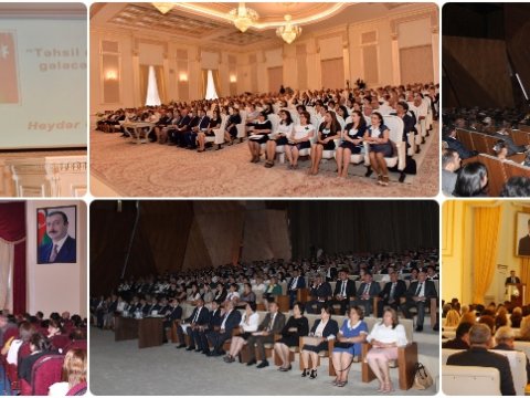 Təhsil Şöbələrinin müdirləri Firudin Qurbanova hesabat verdilər