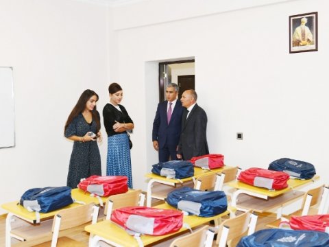 Mehriban Əliyeva Şamaxıda  məktəb açılışında iştirak etdi  - FOTOLAR