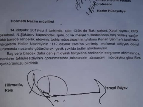 Bakı Avrasiya Universitetinin tələbəsindən nümunəvi addım