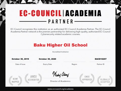 Bakı Ali Neft Məktəbi kibertəhlükəsizlik üzrə nüfuzlu təşkilatın rəsmi Akademiya Partnyoru seçilib