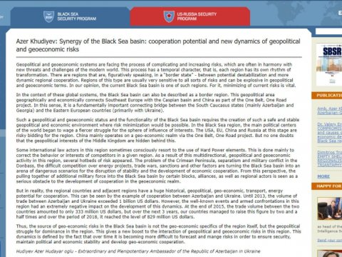 Harvard Universitetinin rəsmi saytında Azərbaycanın Qara dəniz hövzəsindəki roluna dair məqalə yayılıb