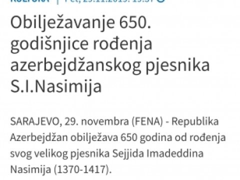 Azərbaycanlı alimin məruzəsi Bosniya və Herseqovinanın nüfuzlu saytında yerləşdirilib
