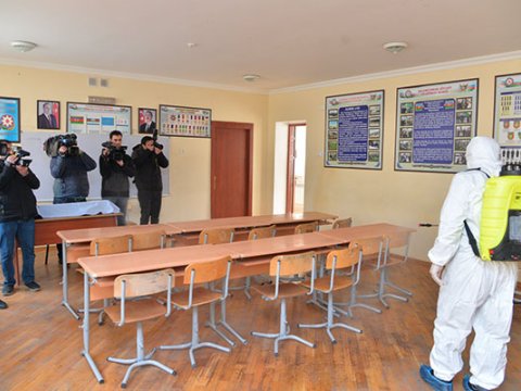 Media nümayəndələri dezinfeksiya prosesini izlədi