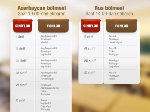 “Dərs vaxtı” proqramının sabahkı  cədvəli - Foto