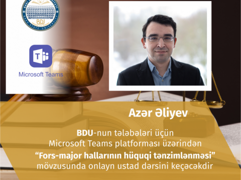 ELAN: Hüquq üzrə professor Azər ƏLiyev BDU tələbələri üçün onlayn ustad dərsi keçəcək