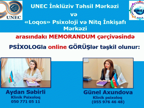 UNEC tələbələrinə ödənişsiz onlayn psixoloji dəstək    