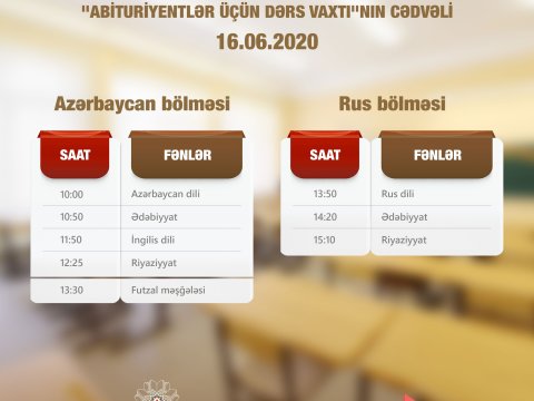 Sabahdan”Abituriyentlər üçün dərs vaxtı\
