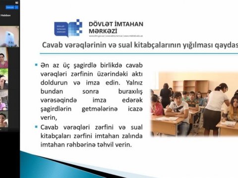 DİM imtahanlarda nəzarətçi qismində iştirak edəcək şəxslər üçün onlayn təlimlər keçirib