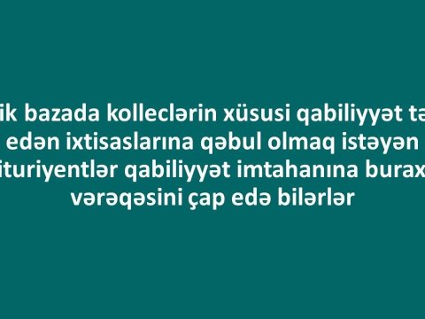 Qabiliyyət imtahanları bu tarixlərdə keçiriləcək