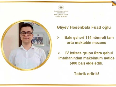 Qəbul imtahanlarında maksimum nəticə göstərmiş abituriyentlər - FOTOLAR 