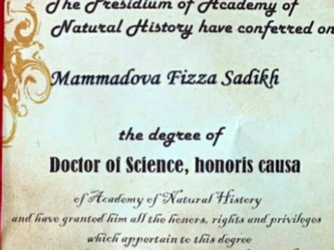 Fizzə Məmmədova Beynəlxalq Təbiətşünaslıq Akademiyasının fəxri doktoru seçilib