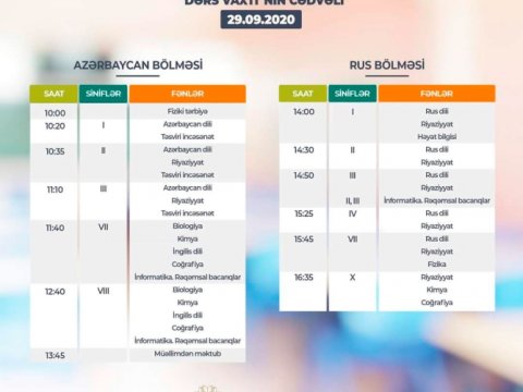 “Dərs vaxtı”nda cədvələ uyğun mövzular təqdim olundu    