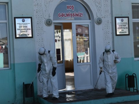 Koronavirusa görə bağlanan Qamqam kənd tam orta məktəbi fəaliyyətini bərpa edib - FOTO