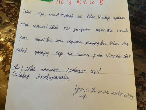       Əsgərə məktub – “Əsgər əmilər, biz sizə inanırıq” – Məktəbdən səngərə  