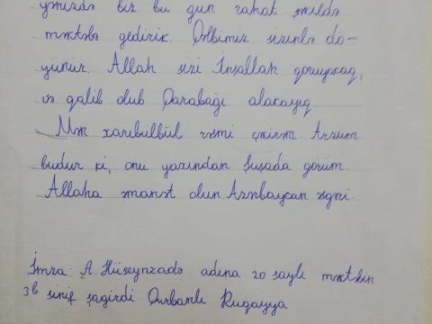 Əsgərə məktub – “Xahiş   edirəm anamın, nənəmin və babamın doğulduğu Zəngilan rayonunu düşməndən azad edin” – məktəbdən səngərə     