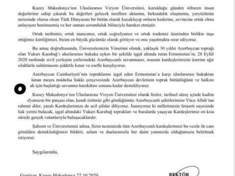 Makedoniya Beynəlxalq Vision Universitetindən Azərbaycana dəstək - FOTO