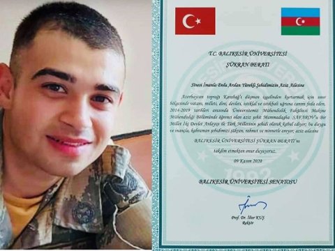 Qarabağ şəhidinin adı Türkiyədəki universitetdə yaşadılacaq - FOTO  