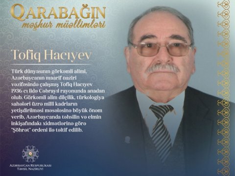 “Qarabağın məşhur müəllimləri” layihəsi davam edir - Tofiq Hacıyev  