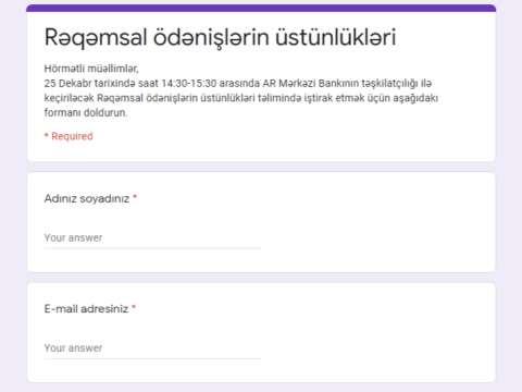 “Rəqəmsal ödənişlərin üstünlükləri” mövzusunda təlim keçiriləcək