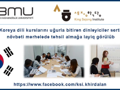Koreya dili kurslarını uğurla bitirənlər sertifikata layiq görüldü  
