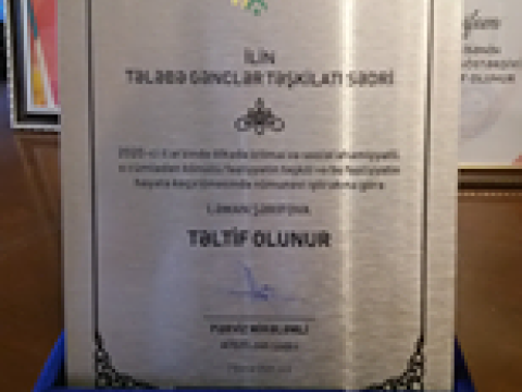 BMU-nun TGT sədri “İlin Tələbə Gənclər Təşkilatı sədri” seçildi    