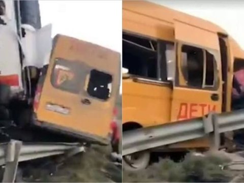Dağıstanda məktəb avtobusu qəzaya uğrayıb: Ölənlər var - VİDEO  