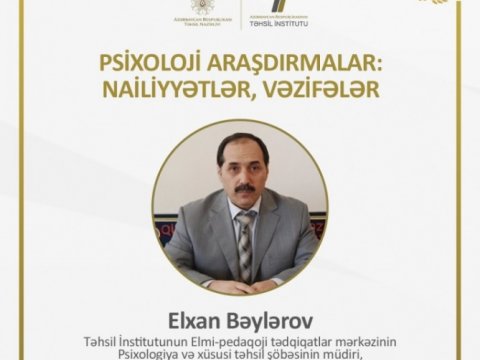 “Psixoloji araşdırmalar: nailiyyətlər, vəzifələr” mövzusunda vebinar təşkil olunacaq  