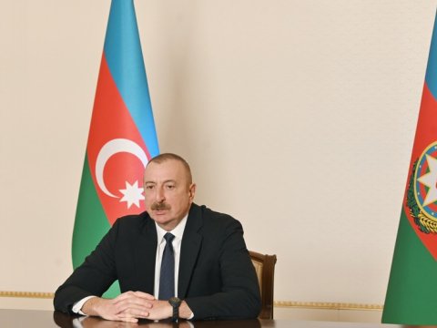 İlham Əliyev Ağdam şəhər 1 saylı məktəbin yeni binasının təməlini qoyub